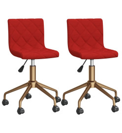 Chaises à manger pivotantes lot de 2 rouge bordeaux velours