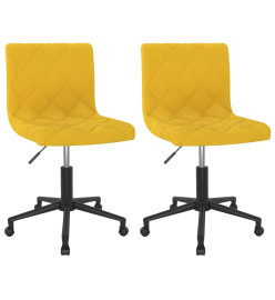 Chaises à manger pivotantes lot de 2 jaune moutarde velours