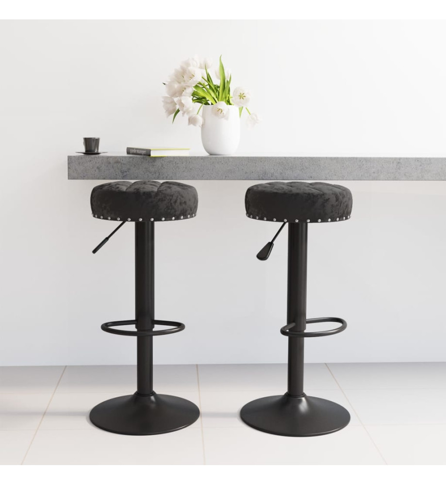 Tabourets de bar 2 pcs Noir Velours