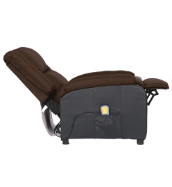 Fauteuil de massage marron foncé similicuir et tissu