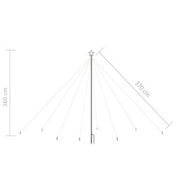 Lumières d'arbre de Noël Int/Ext 576 LED blanc froid 3,6 m