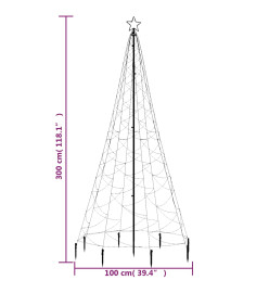 Arbre de Noël avec poteau en métal 500 LED bleues 3 m