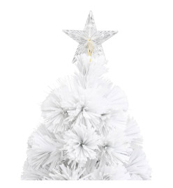 Arbre de Noël artificiel pré-éclairé blanc 64 cm fibre optique