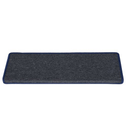 Tapis d'escalier 15 pcs 65x21x4 cm Gris et bleu