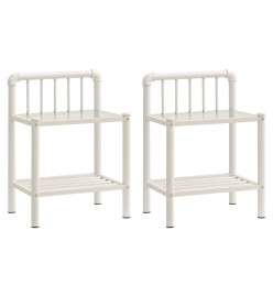 Tables de chevet 2 pcs Blanc et transparent Métal et verre