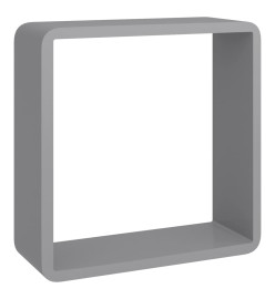 Étagères murales sous forme de cube 3 pcs Gris MDF