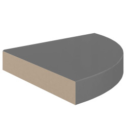 Étagères d'angle flottantes 2pcs gris brillant 25x25x3,8cm MDF