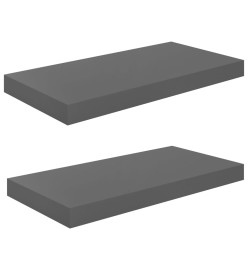 Étagère murale flottante 2 pcs Gris brillant 50x23x3,8 cm MDF