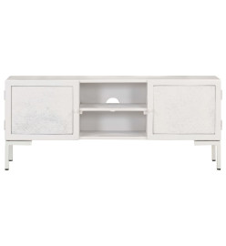 Meuble TV Blanc 115x30x46 cm Bois massif de manguier