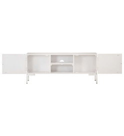 Meuble TV Blanc 115x30x46 cm Bois massif de manguier