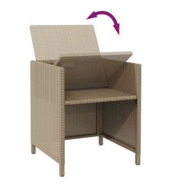 Chaises de jardin avec tabourets 2 pcs Résine tressée Beige