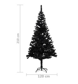 Sapin de Noël artificiel avec support noir 210 cm PVC