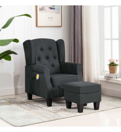 Fauteuil de massage avec repose-pied Gris foncé Tissu