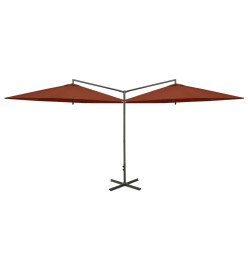 Parasol double avec mât en acier Terre cuite 600 cm