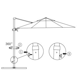 Parasol déporté avec mât en aluminium Terre cuite 300 cm