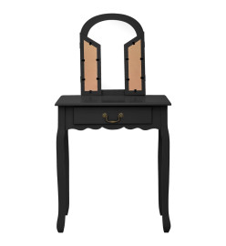 Coiffeuse et tabouret Noir 65x36x128 cm Bois de paulownia MDF