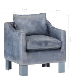 Fauteuil Gris Cuir véritable