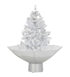 Arbre de Noël neigeux avec base de parapluie Blanc 75 cm