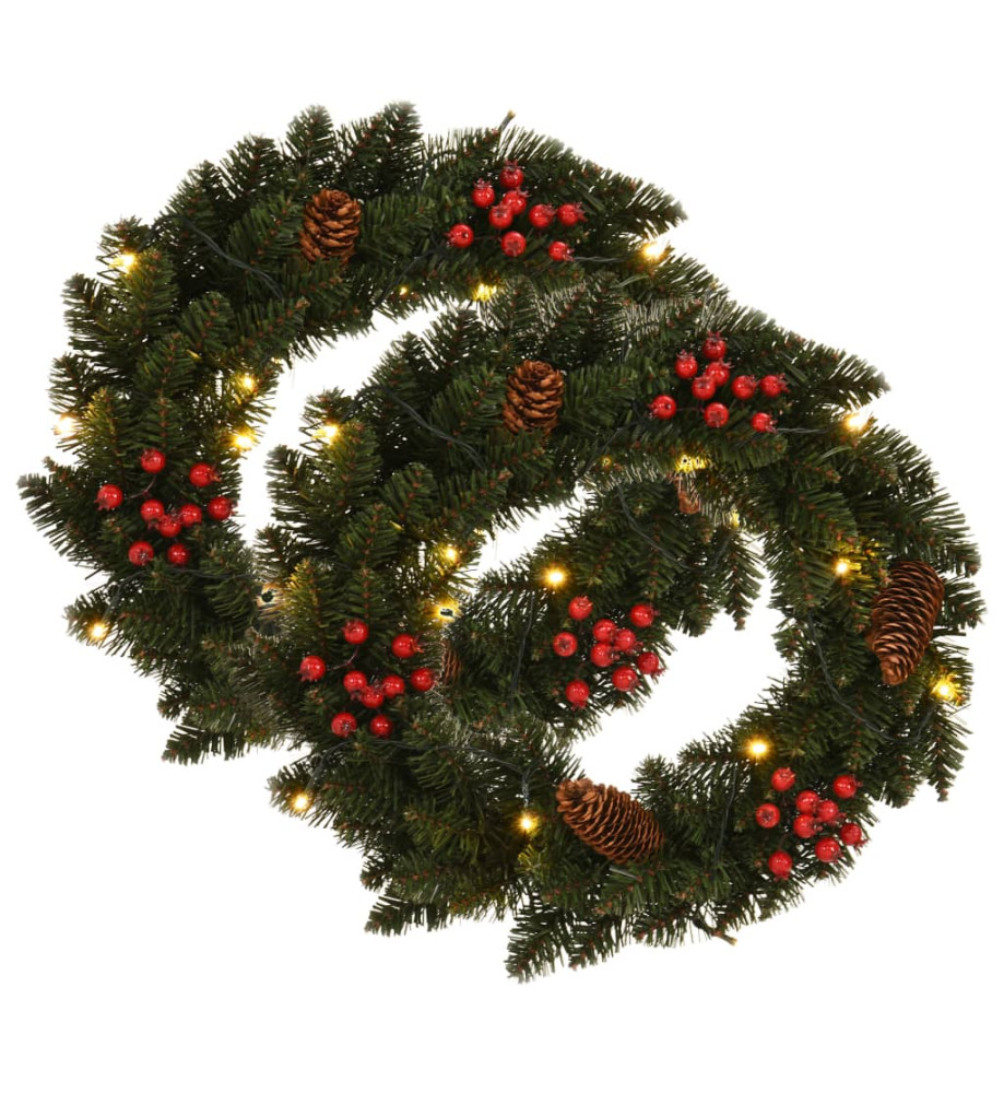 Couronnes de Noël avec décoration 2 pcs Vert 45 cm