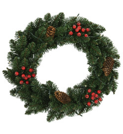 Couronnes de Noël avec décoration 2 pcs Vert 45 cm