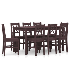 Ensemble de salle à manger 9 pcs Pinède Marron foncé