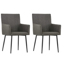 Chaises à manger avec accoudoirs lot de 2 taupe tissu