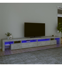 Meuble TV avec lumières LED Gris béton 290x36,5x40 cm