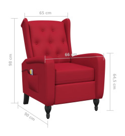 Fauteuil de massage inclinable rouge bordeaux velours