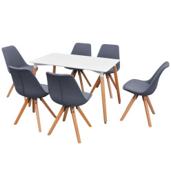 Ensemble de table et chaise à manger 7 pcs Blanc et gris clair