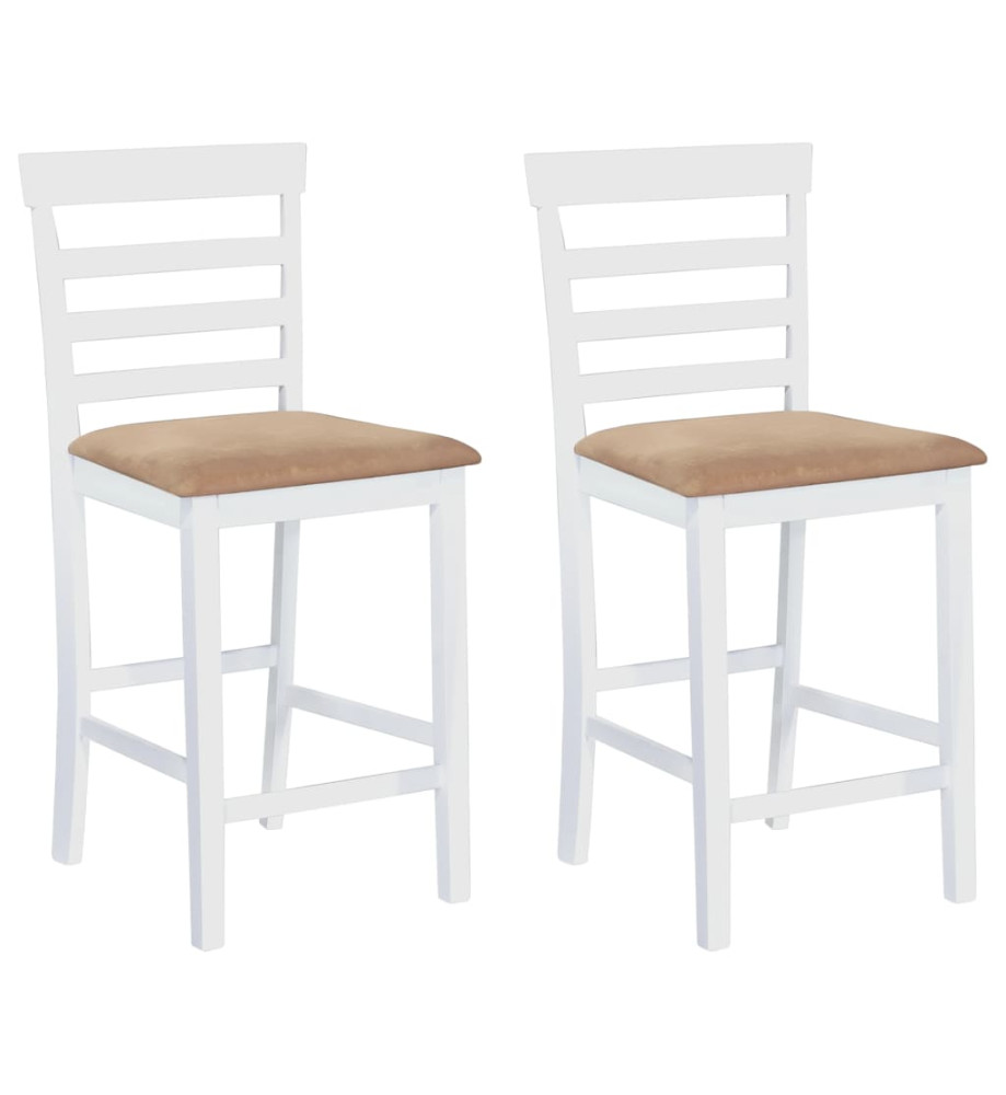 Chaises de bar lot de 2 blanc tissu