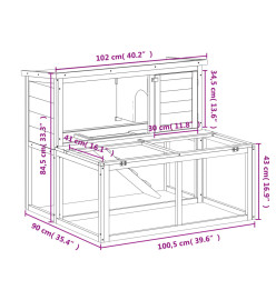 Clapier moka 102x90x84,5 cm bois de pin massif