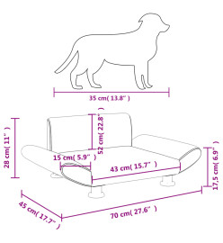 Lit pour chien gris 70x45x28 cm similicuir