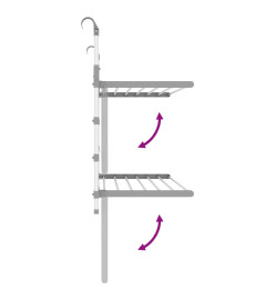 Séchoir à linge pour balcon 89x25x(60-95) cm aluminium