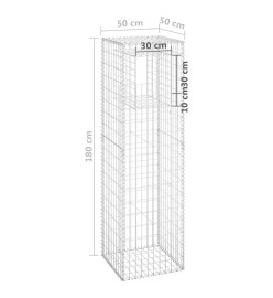 Poteaux à panier de gabion 2 pcs 50x50x180 cm Fer