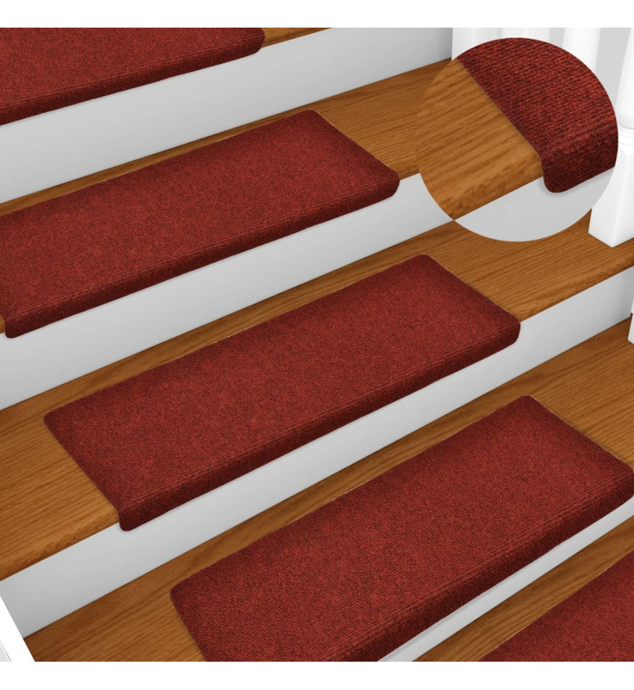 Tapis de marches d'escalier 10pcs Bordeaux 65x21x4cm Aiguilleté