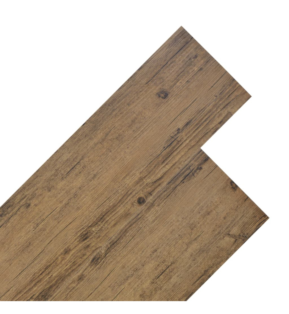 Planches de plancher PVC Non auto-adhésif 4,46 m² Marron noyer