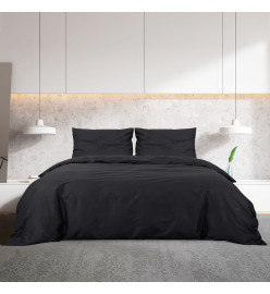 Ensemble de housse de couette Noir 155x220 cm Coton