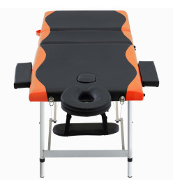 Table de massage pliable 3 zones Aluminium Noir et orange