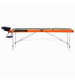 Table de massage pliable 3 zones Aluminium Noir et orange