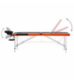 Table de massage pliable 3 zones Aluminium Noir et orange