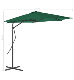 Parasol d'extérieur avec mât en acier 300 cm Vert