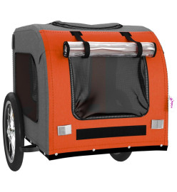 Remorque de vélo pour chien orange et gris tissu oxford et fer