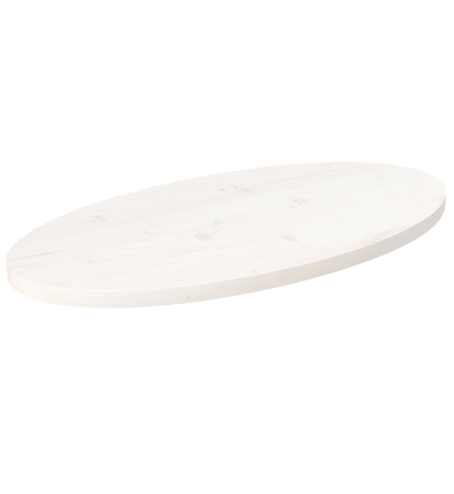 Dessus de table blanc 70x35x2,5 cm bois de pin massif ovale