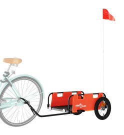 Remorque de vélo cargo orange tissu oxford et fer