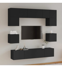 Ensemble de meubles TV 8 pcs Noir Bois d'ingénierie