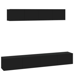 Ensemble de meubles TV 4 pcs Noir Bois d'ingénierie