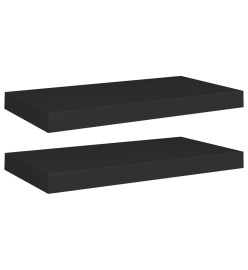 Étagères murales flottantes 2 pcs noir 50x23x3,8 cm MDF