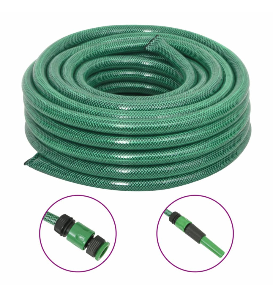 Tuyau d'arrosage avec jeu de raccords vert 0,9" 30 m PVC