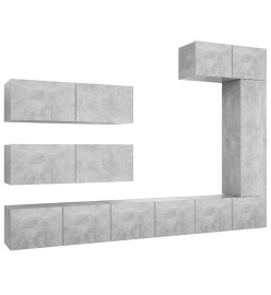 Ensemble de meuble TV 7 pcs Gris béton Aggloméré