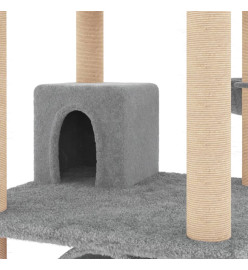 Arbre à chat avec griffoirs en sisal gris clair 141 cm